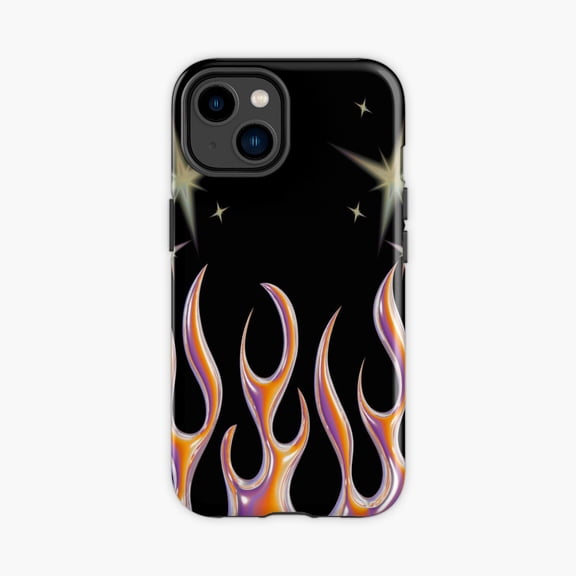 Protective iPhone Case Chrome Flame Y2K Aesthetic Phone Case IP16 Magnetic MagSafe Compatible