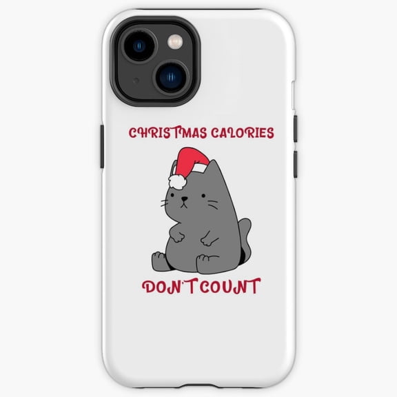 Protective iPhone Case Chubby Cat Winter Calories Dont Count Feline Snack Cover IP13/14 Magnetic MagSafe Compatible