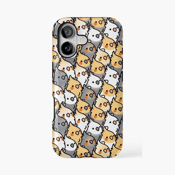Protective iPhone Case Chubby Cockatiel Party Bird Design Phone Case IP16 Magnetic MagSafe Compatible
