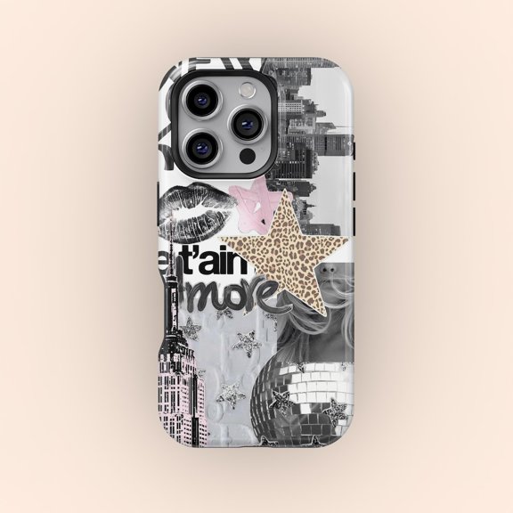 Protective iPhone Case City Collage Leopard Star Trendy Manhattan Safari Cheetah Shield IP13/14 Magnetic MagSafe Compatible