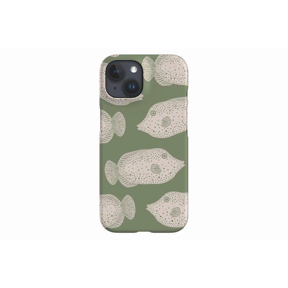 Protective iPhone Case Clown Fish Scatter Linen Moss Green Coral Reef Pattern Cover IP13/14 Magnetic MagSafe Compatible