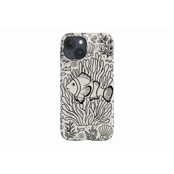 Protective iPhone Case Clownfish White Ocean Coral Reef Art Aquatic Shield Variant IP16 Magnetic MagSafe Compatible