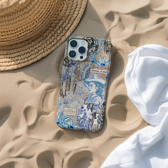 Protective iPhone Case Coastal Collage Phone Case with Western Beach Style Accent IP15 Magnetic MagSafe Compatible