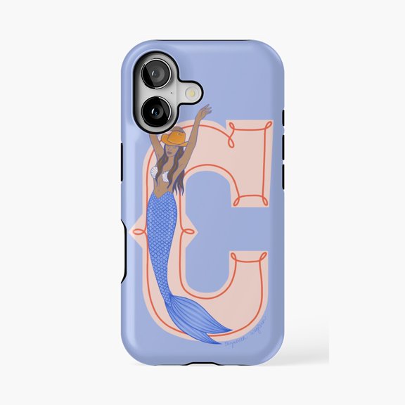 Protective iPhone Case Coastal Cowgirl Mermaid Letter C Phone Case IP13/14 Magnetic MagSafe Compatible