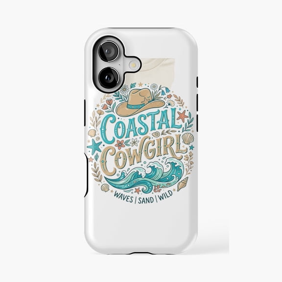 Protective iPhone Case Coastal Cowgirl Waves Sand Retro Phone Case IP13/14 Magnetic MagSafe Compatible