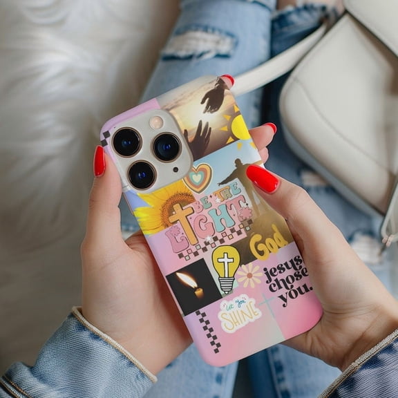 Protective iPhone Case Collage Christian Phone Case Cute Jesus Design IP15 Magnetic MagSafe Compatible