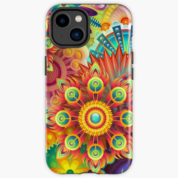 Protective iPhone Case Colorful Abstract Modern Fluid Paint Splatter Swirl Heavy Duty Shockproof Hard Shell IP13/14 Magnetic MagSafe Compatible