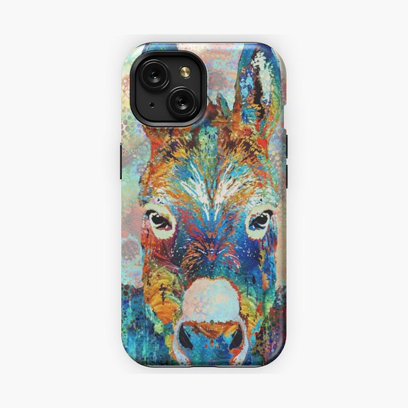 Protective iPhone Case Colorful Donkey Farm Hidden Gem Artwork Phone Case Vibrant Cute Burro Portrait Guard IP16 Magnetic MagSafe Compatible
