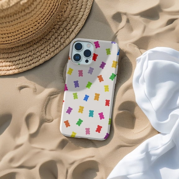 Protective iPhone Case Colorful Gummy Bear Collage Phone Case Dainty Aesthetic Cute Fun Design IP13/14 Magnetic MagSafe Compatible
