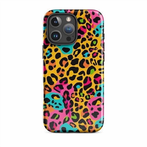 Protective iPhone Case Colorful Leopard Dual Layer Glossy Bold Tough Mobile Shield IP15 Magnetic MagSafe Compatible