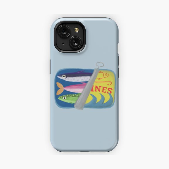 Protective iPhone Case Colorful Sardine Tin Coastal Phone Case IP13/14 Magnetic MagSafe Compatible