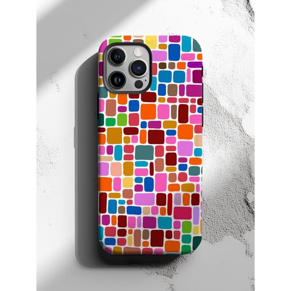 Protective iPhone Case Colorful Tile Phone Case Retro Pattern Design IP16 Pro Magnetic MagSafe Compatible