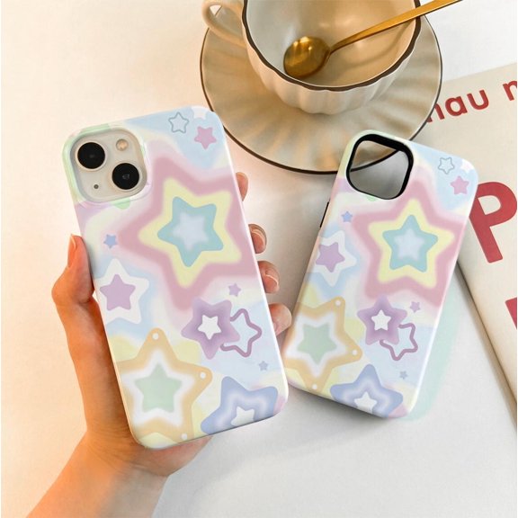 Protective iPhone Case Colourful Stars Phone Case Bright Fun Celestial Style IP13/14 Magnetic MagSafe Compatible