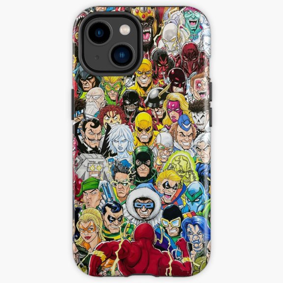 Protective iPhone Case Comic Superhero Villain Rogues Gallery Slasher Grid Pattern Cover IP13/14 Magnetic MagSafe Compatible