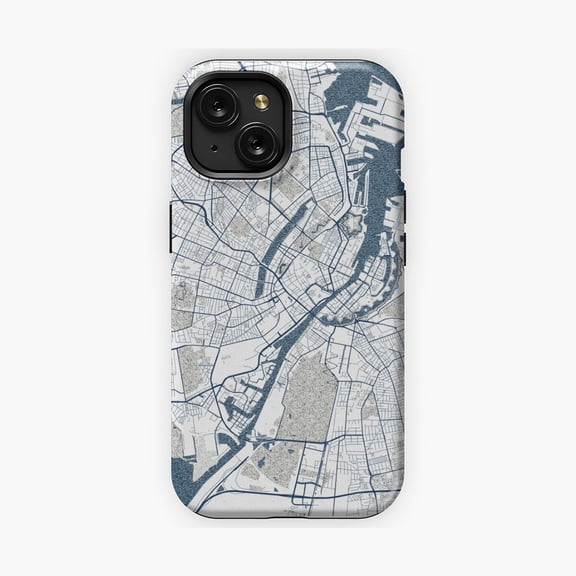 Protective iPhone Case Copenhagen Denmark Coastal City Map Phone Case IP15 Magnetic MagSafe Compatible