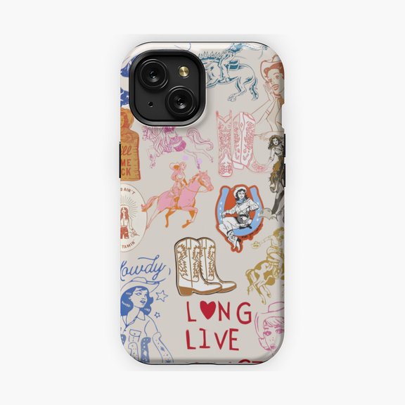 Protective iPhone Case Coquette Collage Scrapbook Western Sticker Phone Case IP16 Magnetic MagSafe Compatible