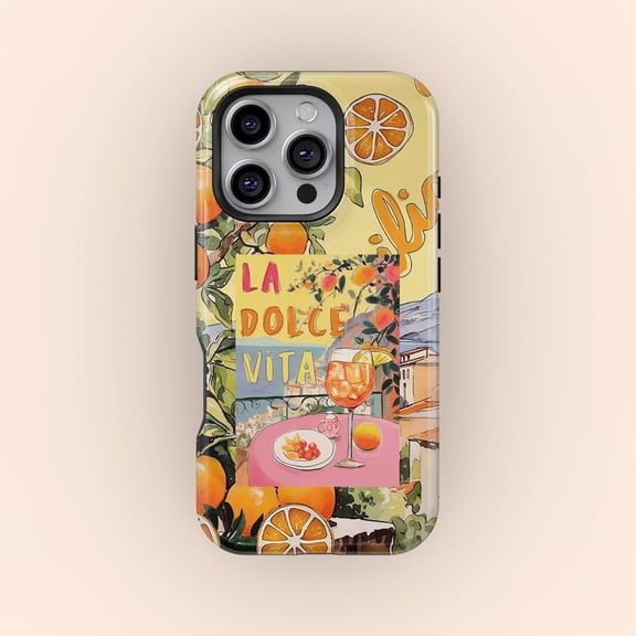 Protective iPhone Case Coquette La Dolce Vita Phone Case Summer Aperitif Aesthetic Lemon Tile Case IP16 Magnetic MagSafe Compatible