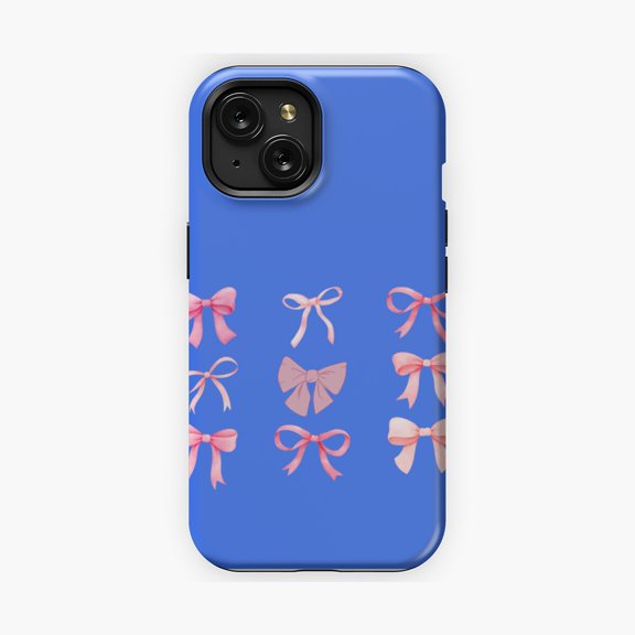 Protective iPhone Case Coquette Pink Bow Phone Case Chic Feminine Ribbon Design IP13/14 Magnetic MagSafe Compatible