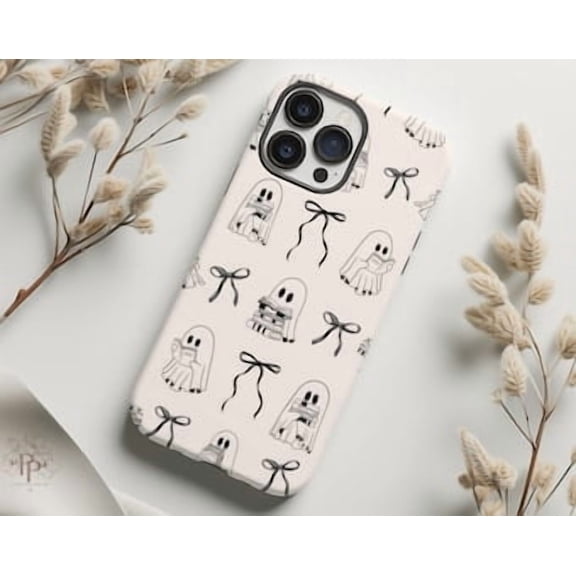 Protective iPhone Case Coquette Reading Ghost Phone Case Winter Cover for Librarians IP13/14 Magnetic MagSafe Compatible