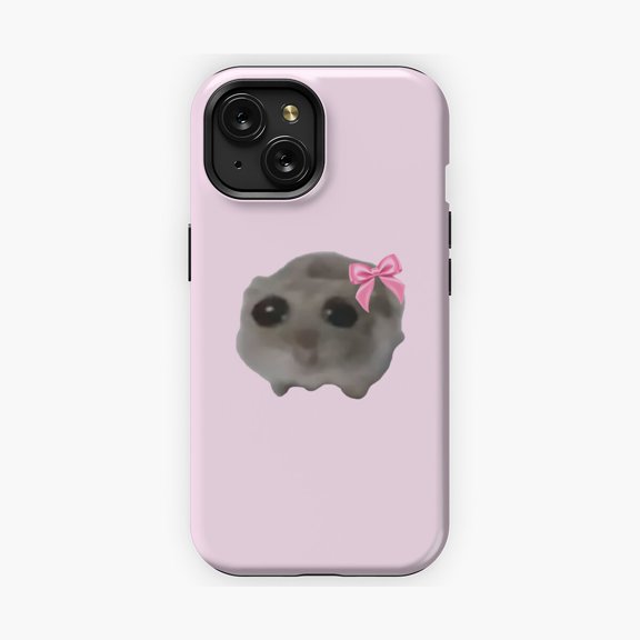 Protective iPhone Case Coquette Sad Hamster Phone Case Cute Whimsical Style Variant IP15 Magnetic MagSafe Compatible