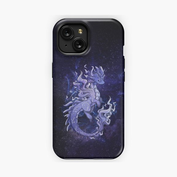 Protective iPhone Case Cosmic Elemental Dragon Mythical Galactic Creature Constellation Space Cover Layout Phone Case Design IP15 Magnetic MagSafe Compatible