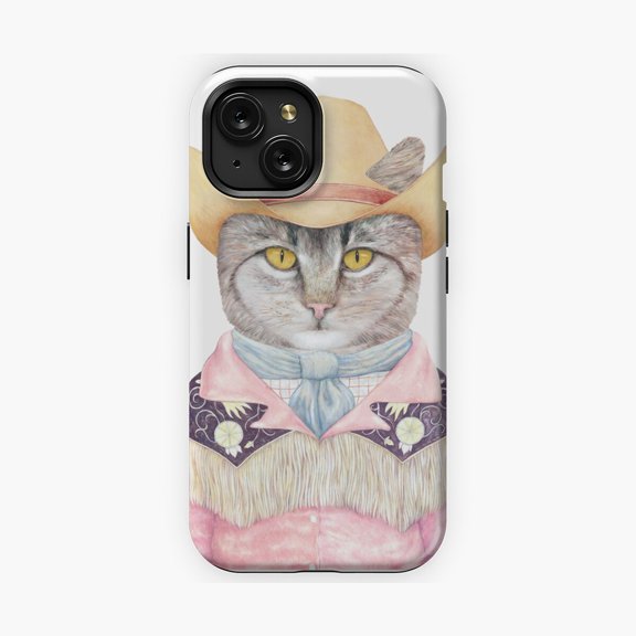Protective iPhone Case Country Cat Farmhouse Animal Art Phone Case Cute Kitten Barnyard Portrait Shell IP13/14 Magnetic MagSafe Compatible