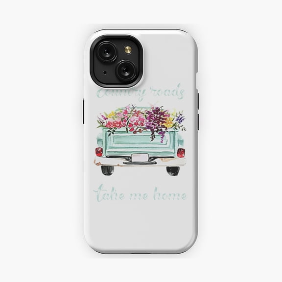 Protective iPhone Case Country Roads Take Me Home Rustic Quote Phone Case Nostalgic Mountain Path Shield IP13/14 Magnetic MagSafe Compatible