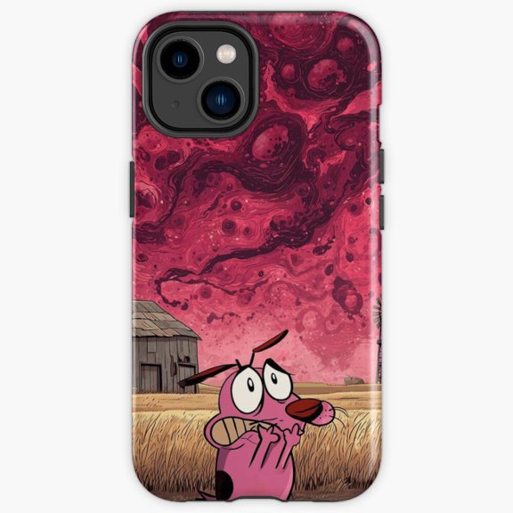 Protective iPhone Case Cowardly Dog Spooky Haunted House Retro Cartoon Mascot Shield IP13/14 Magnetic MagSafe Compatible