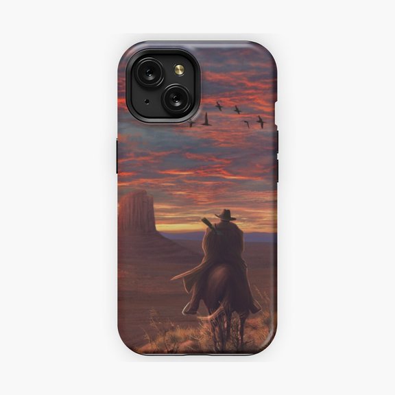 Protective iPhone Case Cowboy Of The West Rustic Western Phone Case Frontier Legend Graphic Shield IP13/14 Magnetic MagSafe Compatible