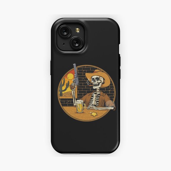 Protective iPhone Case Cowboy Western Sunset Artwork Phone Case Rustic Frontier Landscape Slim Shield IP16 Magnetic MagSafe Compatible