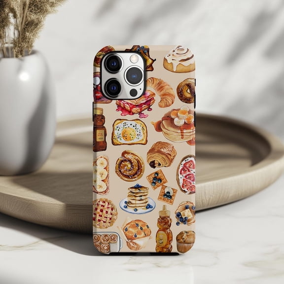 Protective iPhone Case Cozy Breakfast Collage Phone Case Bakery Foodie Bread Dessert IP13/14 Magnetic MagSafe Compatible