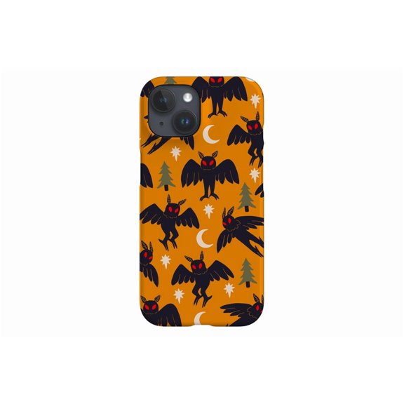 Protective iPhone Case Cryptid Mascot Scatter Folklore Winged Creature Mustard Pattern Shield IP13/14 Magnetic MagSafe Compatible