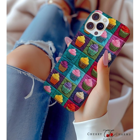Protective iPhone Case Cupcakes Cell Phone Case Foodie Protective Cover Sweets Lover Food Cover IP16 Magnetic MagSafe Compatible