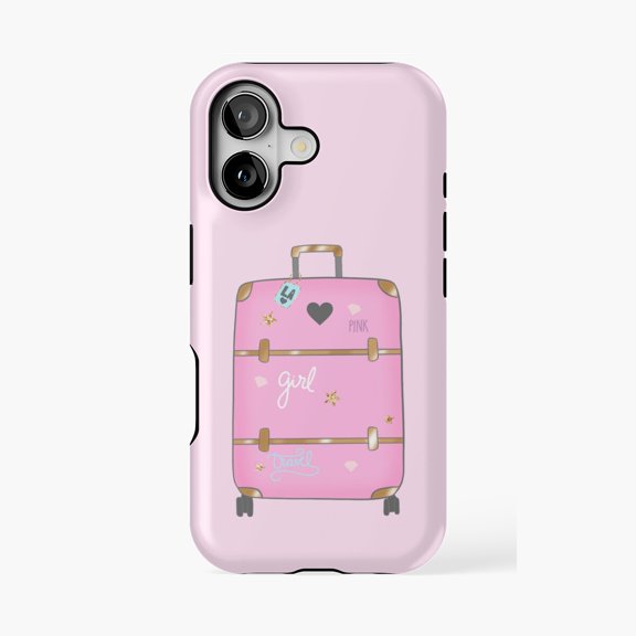 Protective iPhone Case Cute Blush Luggage Phone Case IP13/14 Magnetic MagSafe Compatible