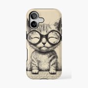 Protective iPhone Case Cute Cat Glasses PC Design Phone Case IP13/14 Magnetic MagSafe Compatible