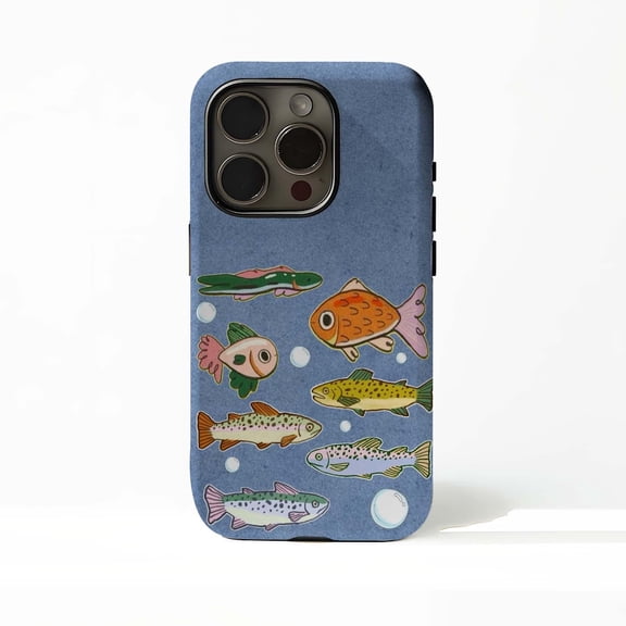 Protective iPhone Case Cute Colorful Fish Protective Cell Phone Case Cover IP13/14 Magnetic MagSafe Compatible