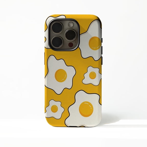 Protective iPhone Case Cute Food Egg Protective Cell Phone Case Fried Eggs Breakfast Cover IP15 Magnetic MagSafe Compatible