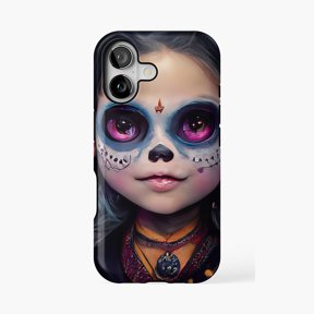 Protective iPhone Case Cute Halloween Pixie Pumpkin Girl Abstract Art Phone Case IP13/14 Magnetic MagSafe Compatible