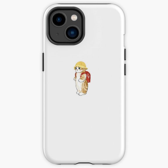 Protective iPhone Case Cute Kitten Wearing Backpack School Student Travel Mascot Cover IP15 Magnetic MagSafe Compatible