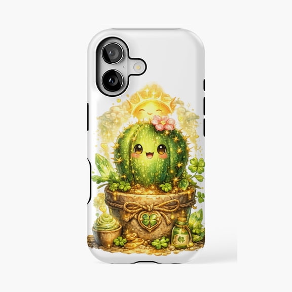 Protective iPhone Case Cute Lucky Cactus Kawaii Desert Plant Design Phone Case IP15 Magnetic MagSafe Compatible