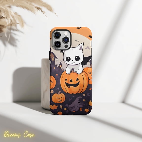 Protective iPhone Case Cute Party Spooky Collage Phone Case Fun for Her IP16 Magnetic MagSafe Compatible
