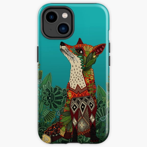 Protective iPhone Case Cute Red Fox Portrait Forest Wildlife Botanical Cover Heavy Duty Shockproof Hard Shell IP13/14 Magnetic MagSafe Compatible