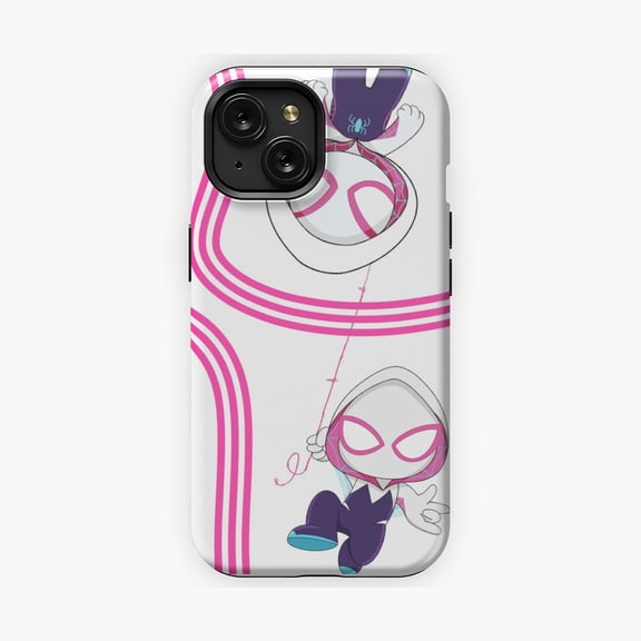 Protective iPhone Case Cute Spider Ghost Gwen Baby Girl Cartoon Ghost Superhero Mesh Pattern Cover Layout Phone Case IP15 Magnetic MagSafe Compatible