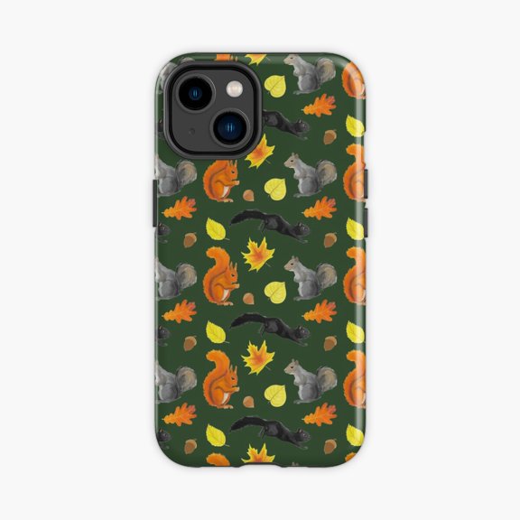 Protective iPhone Case Cute Squirrels Forest Pattern Phone Case IP13/14 Magnetic MagSafe Compatible
