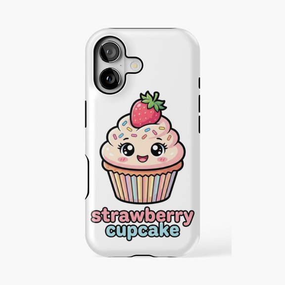 Protective iPhone Case Cute Strawberry Cupcake Kawaii Phone Case IP13/14 Magnetic MagSafe Compatible