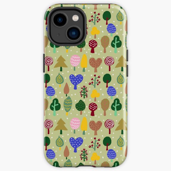 Protective iPhone Case Cute Tree Pattern Seamless Graphic Cover Variant Two IP16 Magnetic MagSafe Compatible