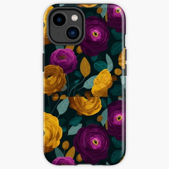 Protective iPhone Case Cute Wild Ranunculus Florals For Floral Theme Banner Heavy Duty Shockproof Hard Shell IP13/14 Magnetic MagSafe Compatible