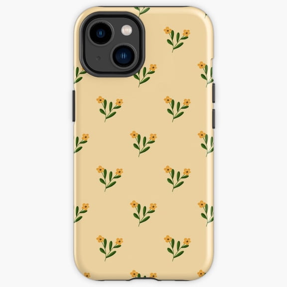 Protective iPhone Case Cute Yellow Flowers Ditzy Floral Pattern Minimalist Meadow Heavy Duty Shockproof Hard Shell IP13/14 Magnetic MagSafe Compatible