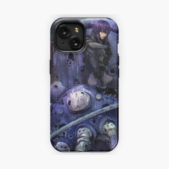 Protective iPhone Case Cyber Ghost Futuristic Phone Case Dark Sci Fi Artwork IP15 Magnetic MagSafe Compatible