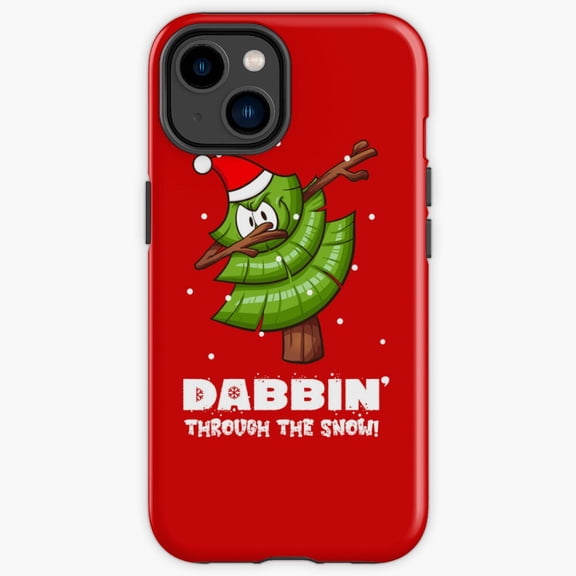 Protective iPhone Case Dabbing Winter Tree On Dark Colors Dance Santa Trend Shield IP13/14 Magnetic MagSafe Compatible